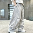 thumbnail image 2 of WAVSUF Boys Cotton Pants Elastic Waist with Pocket Baggy Fit Kids Summer Casual Trendy Pants Gray Size 8, 2 of 10