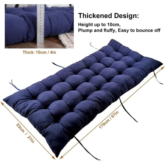 Zero Gravity Lounge Chair Cushion 67 Inch - Thick & Soft Waterproof  Furniture Cushion for Outdoor/Indoor Use, Non-Slip with 8 Ties, Blue (19" W x 67" L x 4" T)
