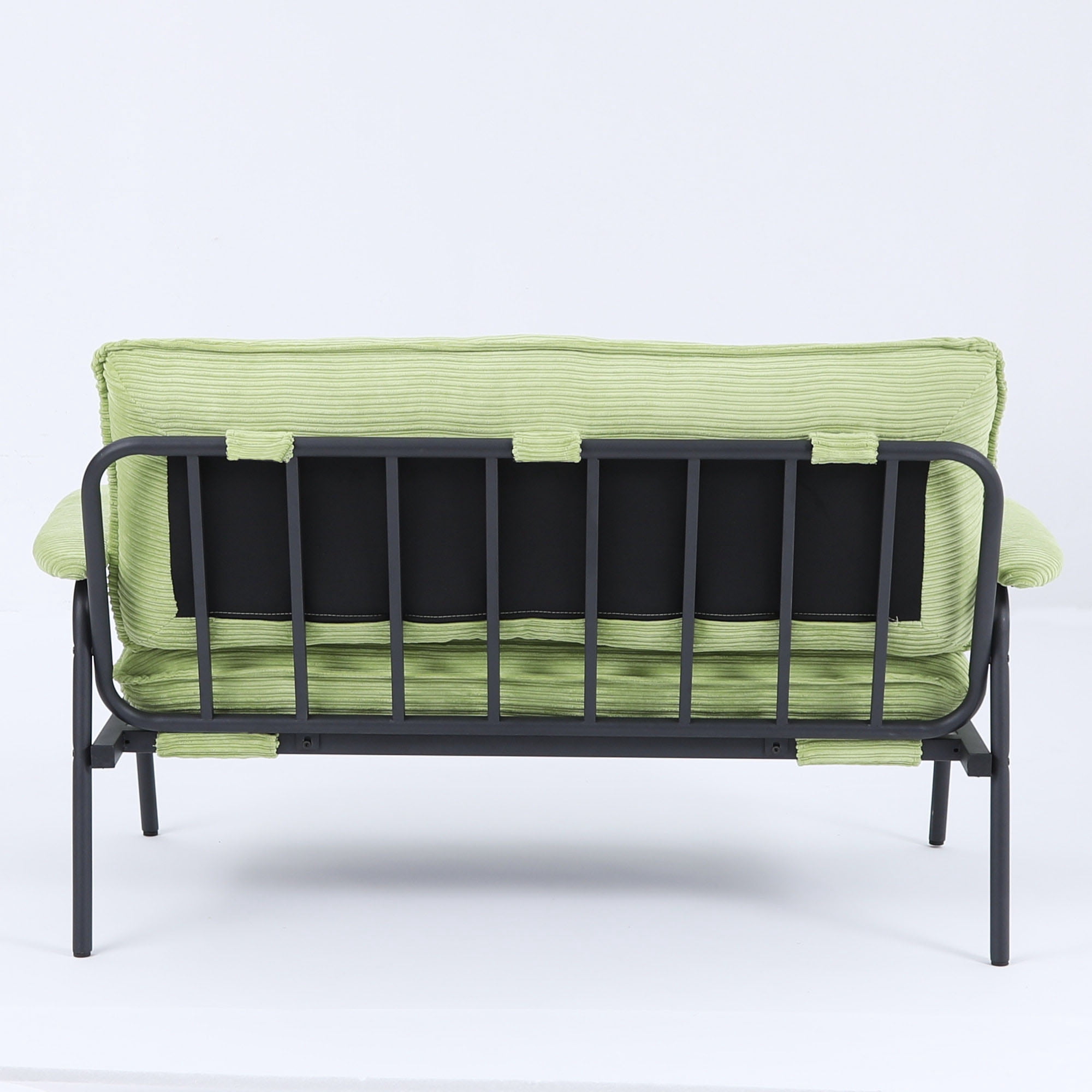 Euroco Striped Upholstered Loveseat with Button-Tufted Backrest and Metal Frame – Compact Modern Sofa for Living Room or Apartment