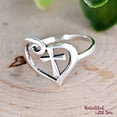 thumbnail image 5 of SS DESIGNS 925 Sterling Silver Cross in Heart Ring, Christian Promise Ring for Women, Handmade Religious Jewelry Gift, Cross Heart Ring Band, 5 of 5