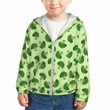 

Lukts Broccoli Vegetables Print Children s Long-Sleeved Sun Protection Clothing Hooded Sweatshirts for Boys and Girls Outdoor Sports-4 Years