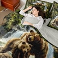 thumbnail image 4 of Castle Fairy Safari Bear 7Pcs Bedding Comforter Set for Teens Boys Men,Jungle Animal Queen Bedding Sets Super Cozy,Geometric Plaid Queen Sheet Sets,Lightweight Room Decor, 4 of 8