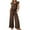 AA-Coffee, variant on JURANMO Limited Time Sales of The Day, Linen Jumpsuits for Women 2025 Summer Ruffle Sleeves Square Neck Rompers Casual Drawstring Waist Wide Leg Overalls with Pockets Navy L