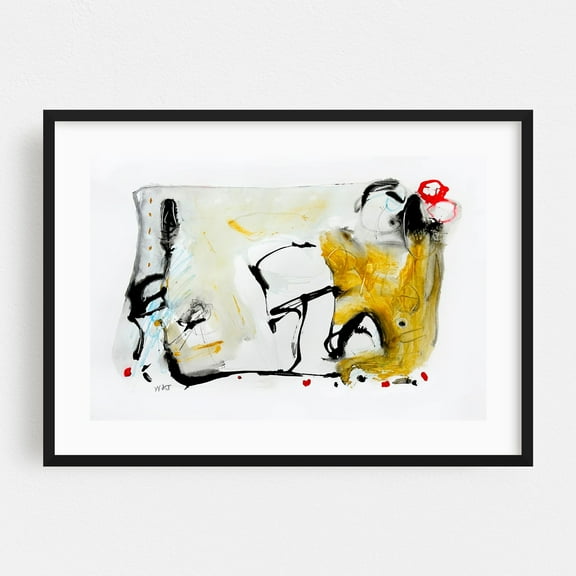 Resonance Series Number 10 - Mixed Media Abstract Modern Art Minimalist Surrealism Black and White Geometric Psychedelic Black Framed Wall Art Print 12 x 18 inches