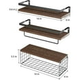 thumbnail image 3 of Bathroom Shelves, Floating Shelves with Storage Basket for Bathroom, Living Room, Kitchen, Set of 3, 3 of 5