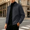 thumbnail image 2 of FRSASU Men's Classic Collared Zip‑Up Casual Jacket Lightweight Wind‑Resistant Business Casual Outerwear Jacket with Side Pockets Dark Gray-A, 2 of 6
