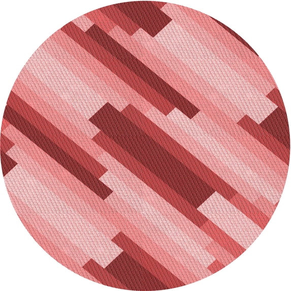 Ahgly Company Indoor Round Patterned Pastel Pink Area Rugs, 5' Round