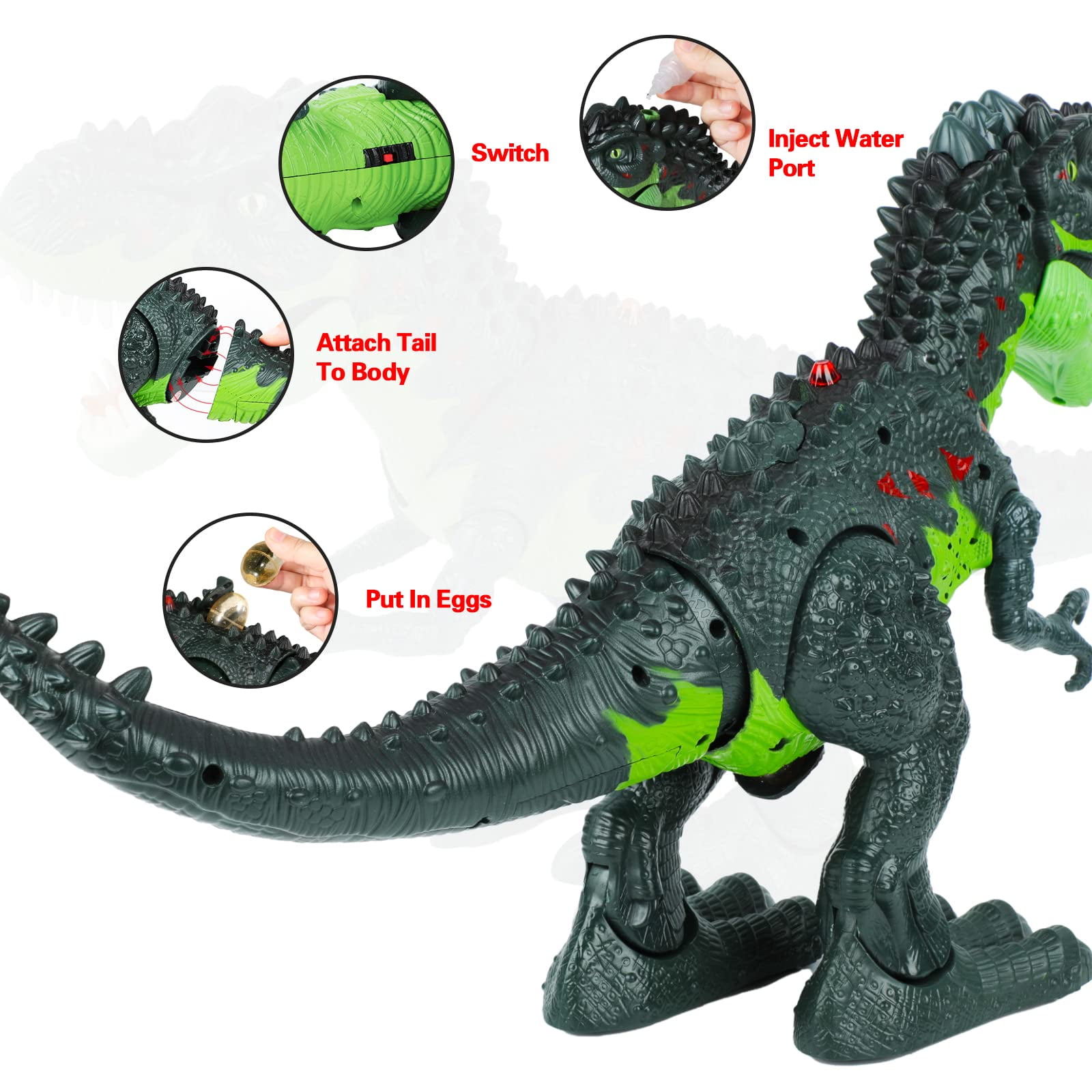 Ficcug Remote Control Dinosaur Robot Toys for Kids 3-5,Realistic Walking Electronic Dinosaur Pet with Spray Roaring,RC Toy for Age 3-12 Boys Girls