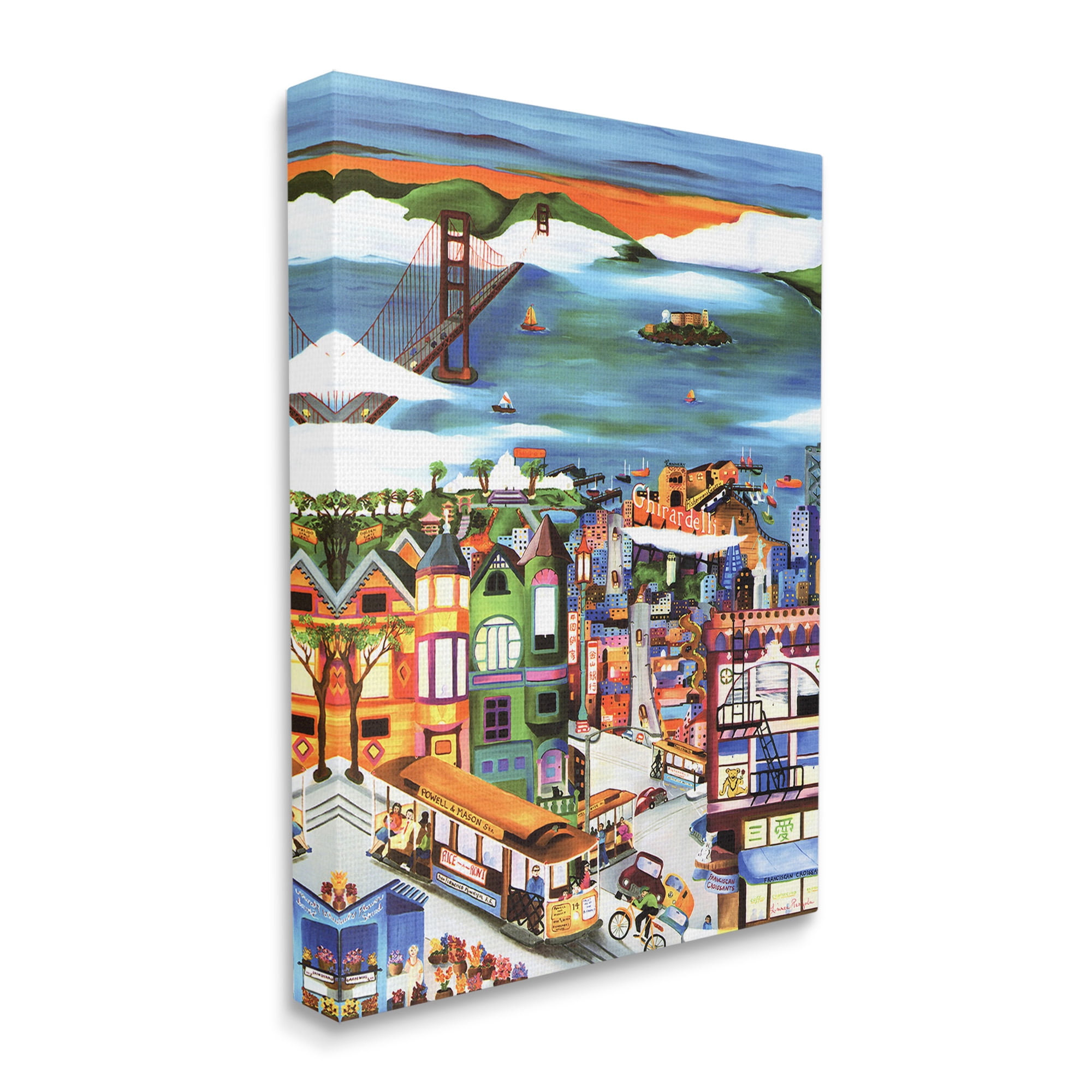 Stupell Industries Bustling Seaside Town Landscape Painting Gallery Wrapped Canvas Art Print Wall Art, 24 x 30