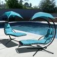 thumbnail image 2 of Geniqua 2X Hanging Lounge Chaise Hammock Chair Outdoor Patio Canopy Sun Shade [Blue], 2 of 8
