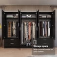 thumbnail image 6 of MADESA 6 Doors 4 Drawers Wardrobe Set Armoire Closet Bedroom Storage Cabinet with Shelves and Hanging Space 94"L Wooden Clothing Organizer Unit - Black, 6 of 13