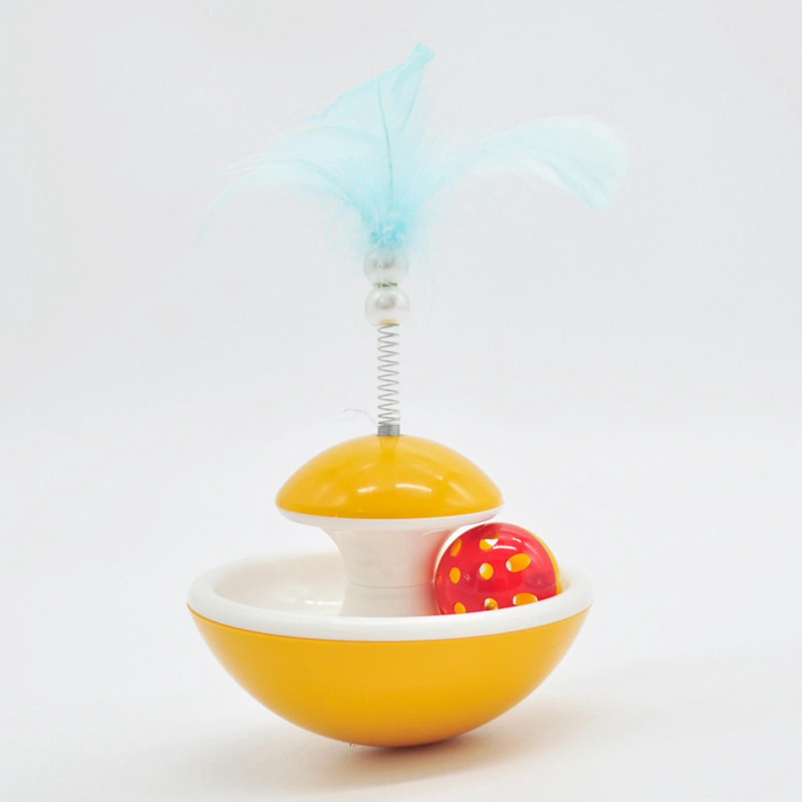 Serenable 2xInteractive Cat Teaser Toys Feather Ball for Exercising Yellow