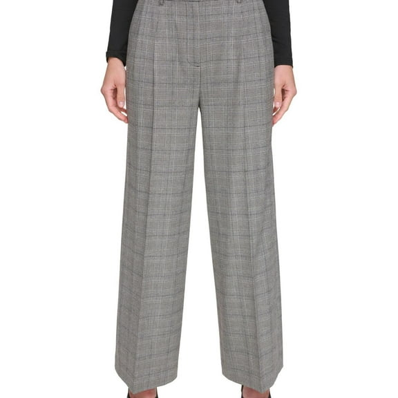 DKNY Womens Wide Leg Casual Trouser Pants, Grey, Petite, 16P