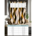 thumbnail image 6 of No Hook Cloth Fabric Shower Curtain with Snap in Liner, Brown Striped Ombre Waterproof Shower Curtains Set with See Through Top Window, Modern Brown Moire Geometric Bath Curtains Shower 72"x72", 6 of 6