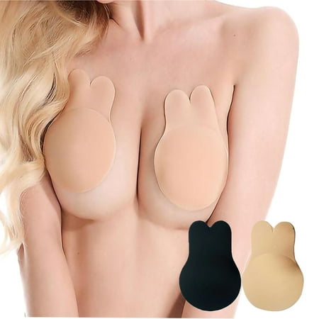 KingShop Silicone Push Up Bra Self Rabbit Ear Adhesive Strapless Invisible Bra for Wedding dress Reusable Sticky Breast Lift Up Bras Pads