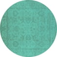 thumbnail image 1 of Ahgly Company Indoor Round Oriental Turquoise Blue Traditional Area Rugs, 8' Round, 1 of 1
