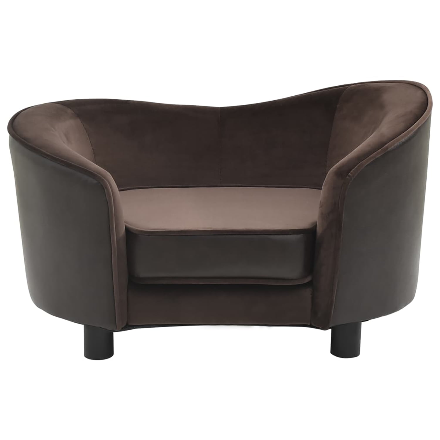 Pefilos 27.2" Dog Sofa for Small Pets, Stylish Pet Furniture Sofa/Cat Couch Plush and Faux Leather, Brown Pefilos 27.2" Dog Sofa for Small Pets, Stylish Pet Furniture Sofa/Cat Couch Plush and Faux Leather, Brown