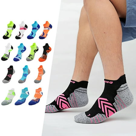 

harmtty 1 Pair Men Sports Socks Elastic Anti-slip Breathable Strip Sweat Absorption Jogging Contrast Color No Odor Shockproof Running Socks for Men 1 Mens