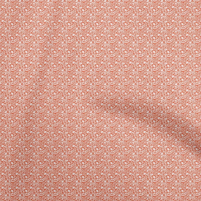 oneOone Cotton Cambric Orange Fabric Asian Block Craft Projects Decor Fabric Printed By The Yard 56 Inch Wide