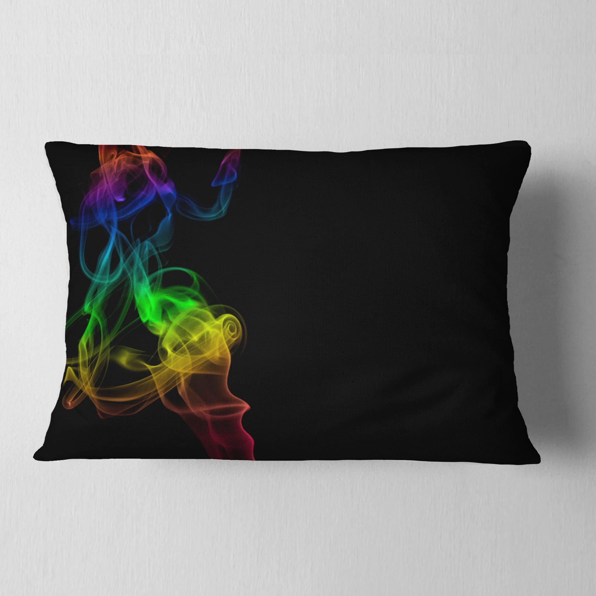 Designart Colorful Abstract Smoke Waves - Abstract Throw Pillow - 12x20