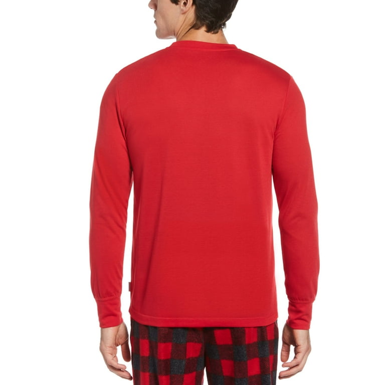 Perry Ellis Portfolio Men s Henley Long Sleeve Pajama Shirt Medium Red
