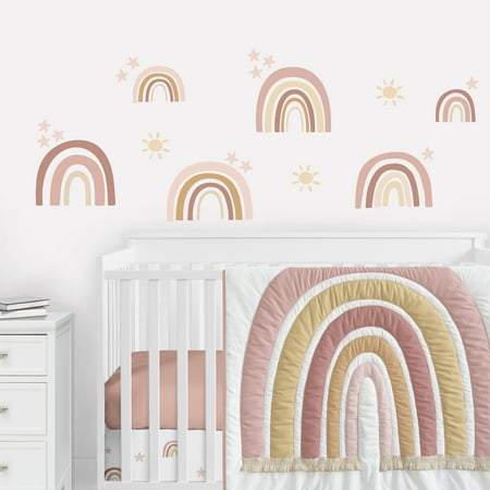 UPC: 0846480091677 | Boho Rainbow Stars and Sun Wall Decal (Set of 4) by Sweet Jojo Designs