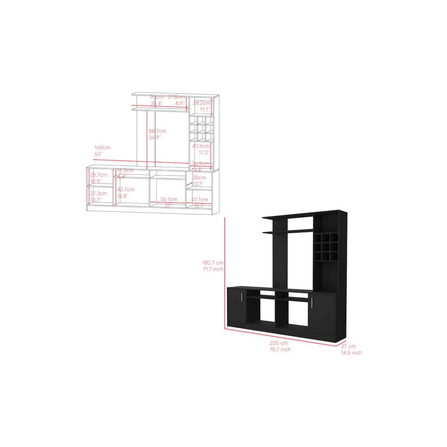 TREEVOL FURNITURE Entertainment Center Modoc