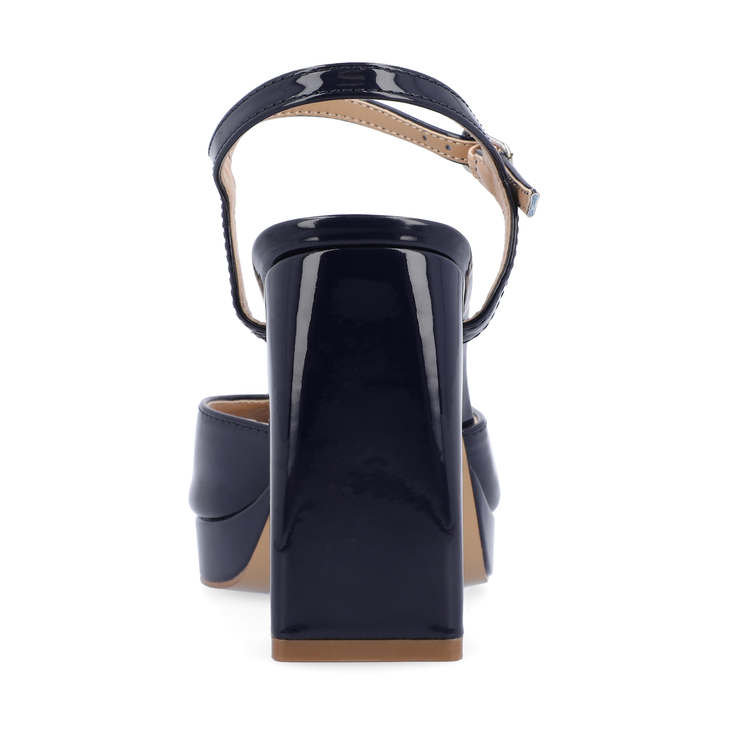 Journee Womens Ziarre Patent Vegan Leather Ankle Strap Platform Dress Sandals