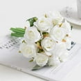thumbnail image 1 of 2 bunches of artificial roses, 12 decorative bouquets, suitable for home office parties, brides and wedding decorations (white), 1 of 7