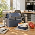 thumbnail image 6 of Portable Lunch Cooler Bag Insulated Lunch Box Tote With Strap Handle Thermal Food Storage Organizer Office Travel Picnic Camping Outdoor Reusable Meal Carrier Storage Bag, 6 of 7