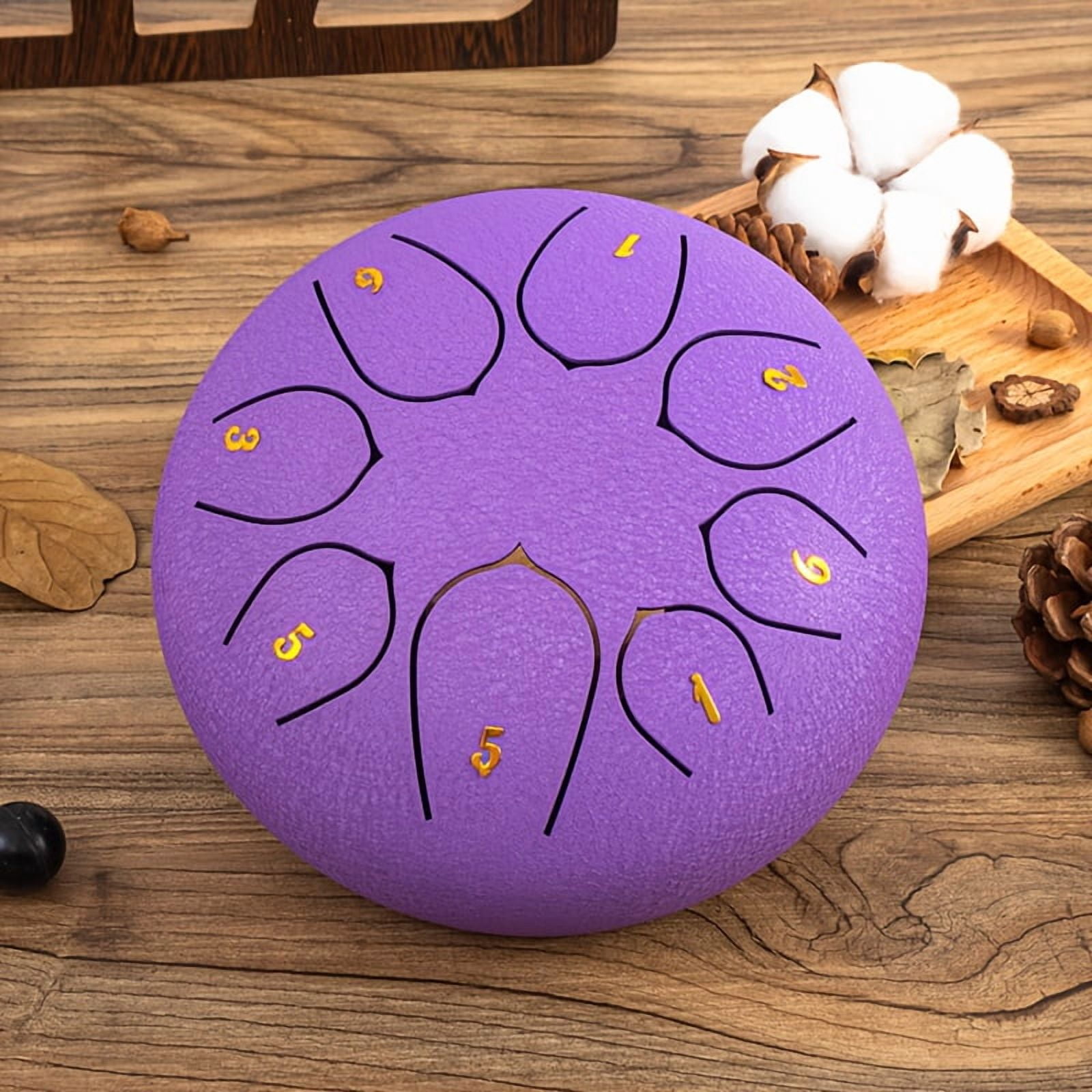 Steel Tongue Drum 6 Inch 8 Tone with Mallets, Hand Pan Drum for Meditation, Purple