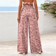 thumbnail image 5 of Stralyhd Wide Leg Pants for Women Leopard Print Drawstring Elastic Waist Flowy Palazzo Pants Casual Loose Fit Summer Fall Lounge Bottom Pink 2XL, 5 of 5