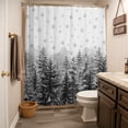 thumbnail image 3 of Black Christmas Shower Curtain - Water Repellent Fabric Shower Curtains Washable, Winter Xmas Trees Snowflakes Rustic Decorative Polyester Cloth Bathroom Curtains Modern Bath Decor 36"x72", 3 of 8