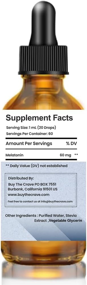 High-Potency Extra Strong Melatonin Drops – 60mg per Serving – Natural Sleep Support – Fast-Acting Liquid Formula – 2 fl oz Dropper Bottle – Non-GMO, Vegan, Sugar-Free