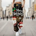 thumbnail image 2 of Women Christmas Outfit Women's Casual Christmas Print Baggy Sweatpants with Pocket Ankle Strap High Waisted Design for Festive Comfort White L, 2 of 4