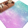 thumbnail image 2 of 6'x9' Area Rugs, Pink Blue Turquoise Indoor Outdoor Area Rug for Living Room Bedroom, Gradient Fireworks Minimalism Funny Washable Bathroom Rugs Kitchen Floor Carpet Mats Home Decor Aesthetic, 2 of 8