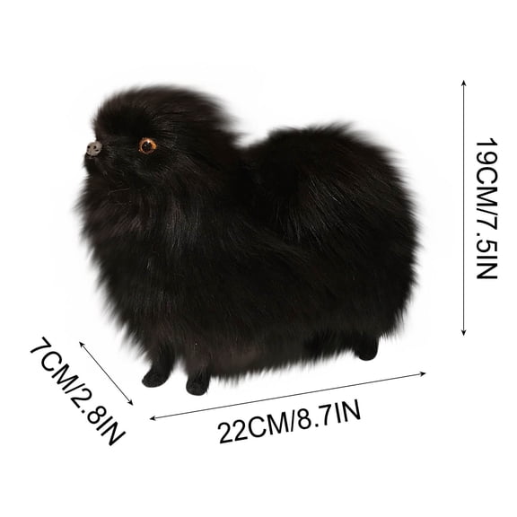 Black Lifelike Black Simulation Pomeranian Dog Plush Toy Soft Stuffed Animal Model For Kids Collection Decoration
