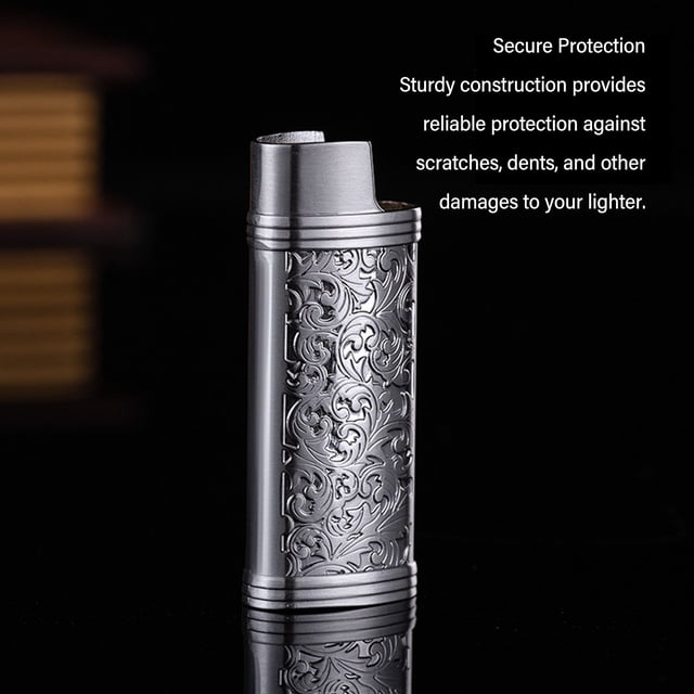 Retro Pattern Zinc Alloy Lighter Cover Sleeve Case For Travel Portable Durable Easy To Use With Secure