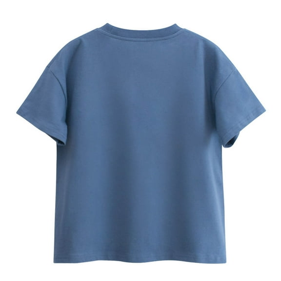 SJLDQY Boys T Shirts Summer Oversize Printed Letter Print Crewneck Design Loose Fitting Short Sleeved T-Shirt Dark Blue 6-7 Years