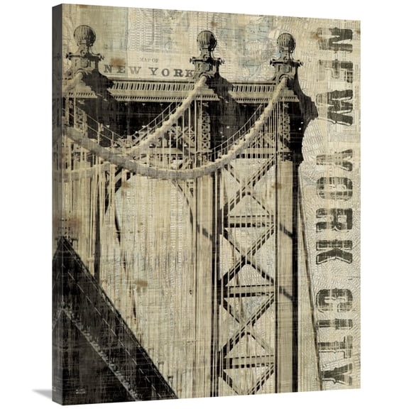Global Gallery's 'Vintage New Manhattan Bridge' By Michael Mullan Stretched Canvas Wall Art