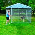 thumbnail image 5 of Lucky Dog Outdoor Chain Link Dog Kennel with Cover, Silver, 10'L x 10'W x 6H, 2 Pack, 5 of 12