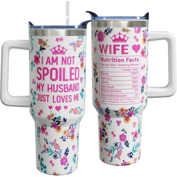 Romantic 40oz Tumbler Gift from Husband to Wife - Perfect for Wedding Anniversary, Birthday, Valentines Day, Mothers Day, Christmas - Insulated Stainless Steel Water Bottle for Her