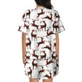 thumbnail image 6 of Susaid Christmas Plaid Moose Print Women's Pajama Set, Button-Up Sleepwear with Elastic Waist Shorts, Perfect for Lounging, Yoga, Beach, and Casual Wear-Small, 6 of 7