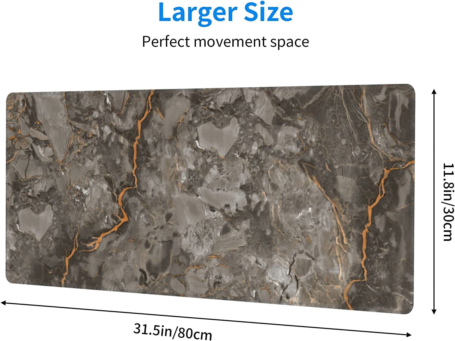 Black and Golden Marble Large Mouse Pad,Extended Gaming Desk Pad,Office Desk Mat,PC Laptop Non-Slip Pads for School Office Home and Game,31.5" x 12" -Blue Marble
