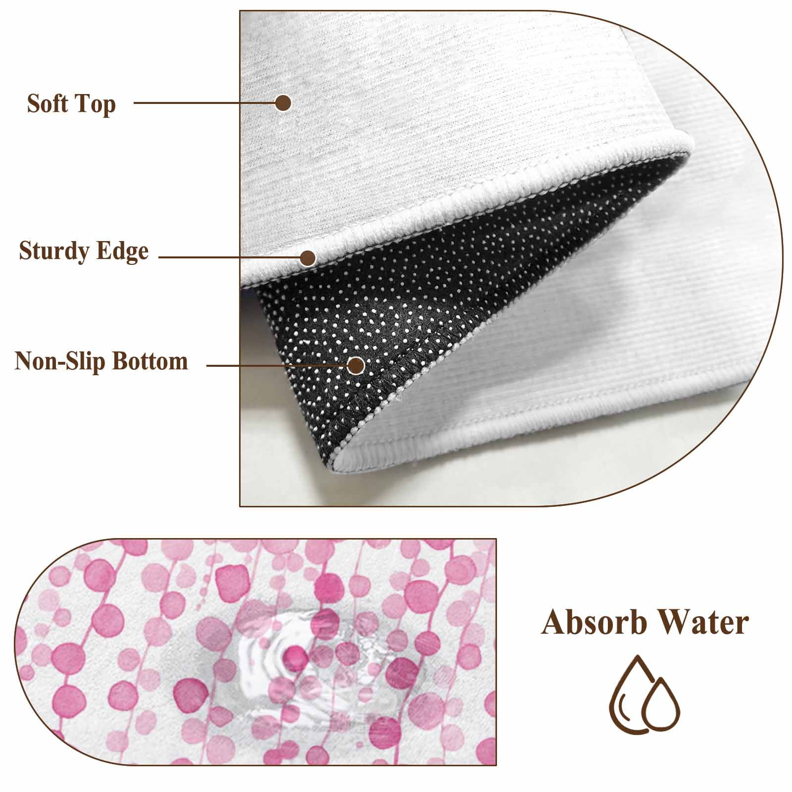 Area Rugs for Living Room Bedroom, Pink Polka Dots 4'x6' Rug Washable Carpet Runner Indoor Outdoor, Vintage Abstract Art Watercolor Non Slip Accent Floor Mats Rug for Kitchen, Office