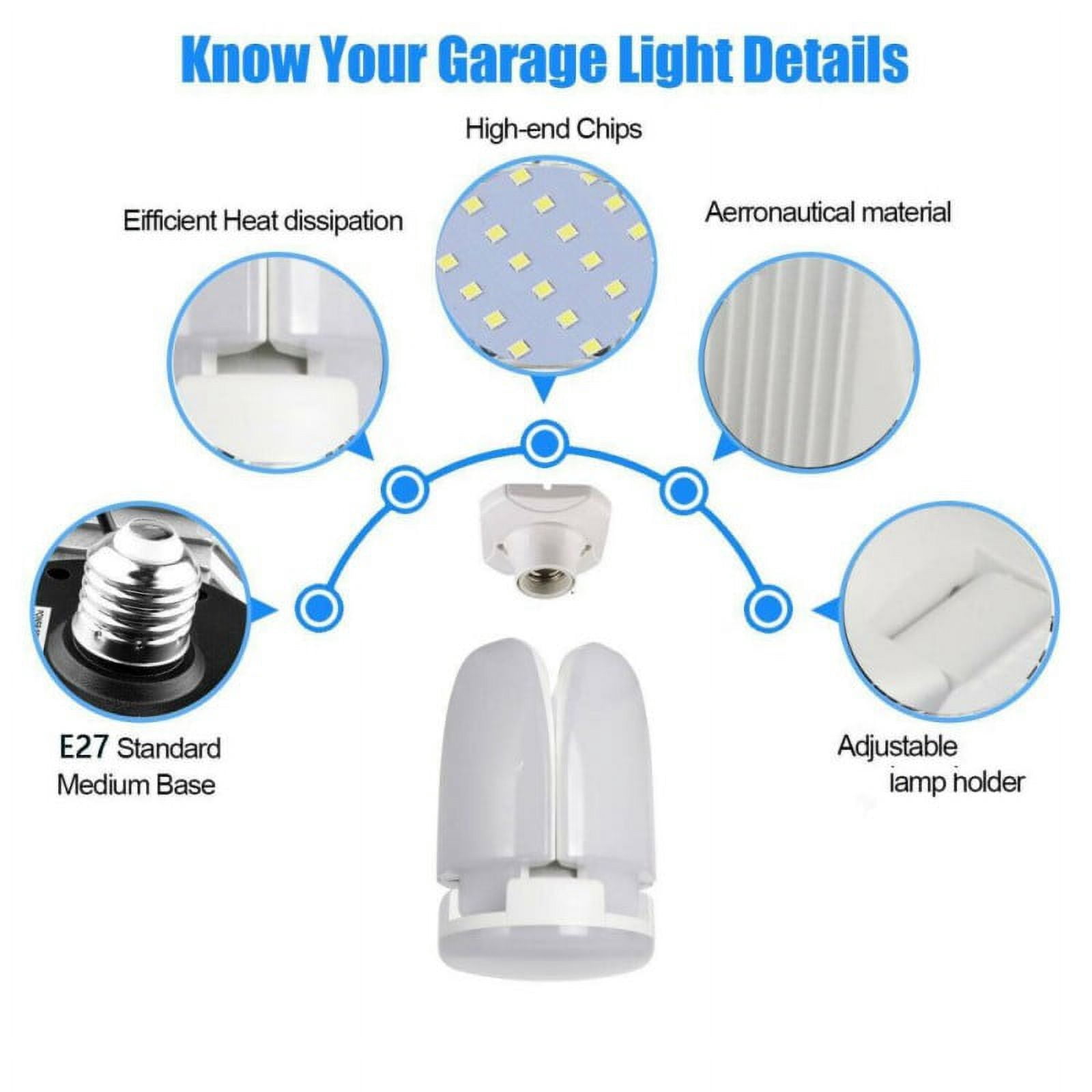 2-Packs LED Garage Lights,LED Garage Lighting 60W Deformable Garage Ceiling Lights Panels Shop Lights LED Light Bulb for Garage Basement Workshop
