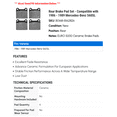 thumbnail image 2 of Rear Brake Pad Set - Compatible with 1986 - 1989 Mercedes-Benz 560SL 1987 1988, 2 of 2