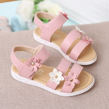 

Toddler Kids Baby Girls Flower Rubber Sandals Non-Slip Shoes Cross Sandals