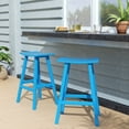 thumbnail image 2 of Florence Outdoor 29" HDPE Plastic Saddle Seat Barstool Pacific Blue (Set of 2), 2 of 7