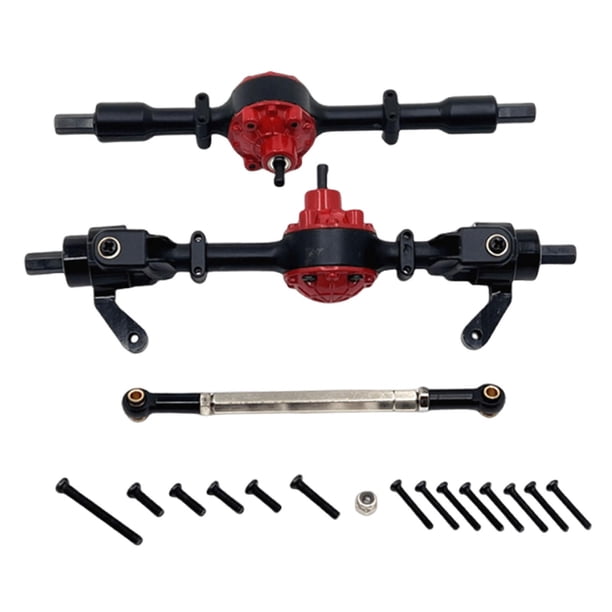 Kit de eje de acero de aleación de zinc para coche RC, resistente, puente delantero y trasero, accesorios de repuesto Negro